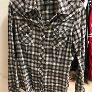 Black and white flannel shirt
